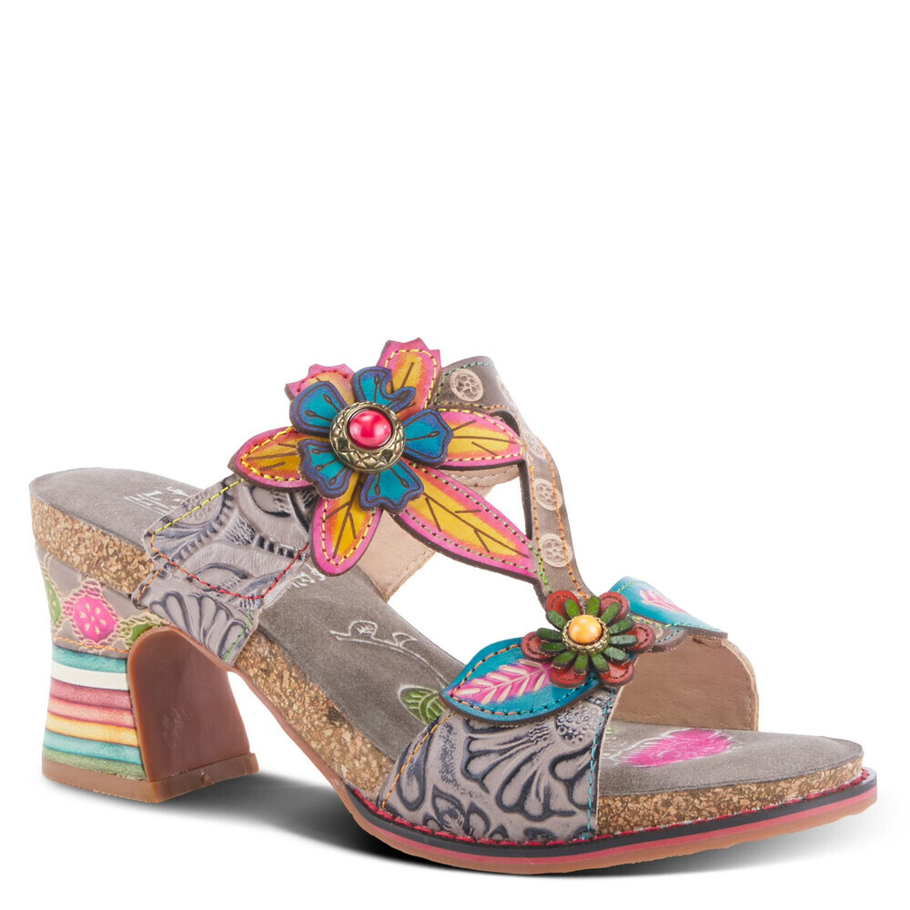 L'Artiste by Spring Step Rossie Sandals Women's 7.5-8 Gray Block Heel ZOGG2500